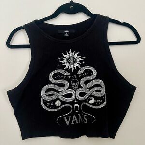 Vans Black and White Snake Graphic Crop Top